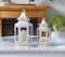 8" White Metal Victorian Lantern with Floral Cutouts